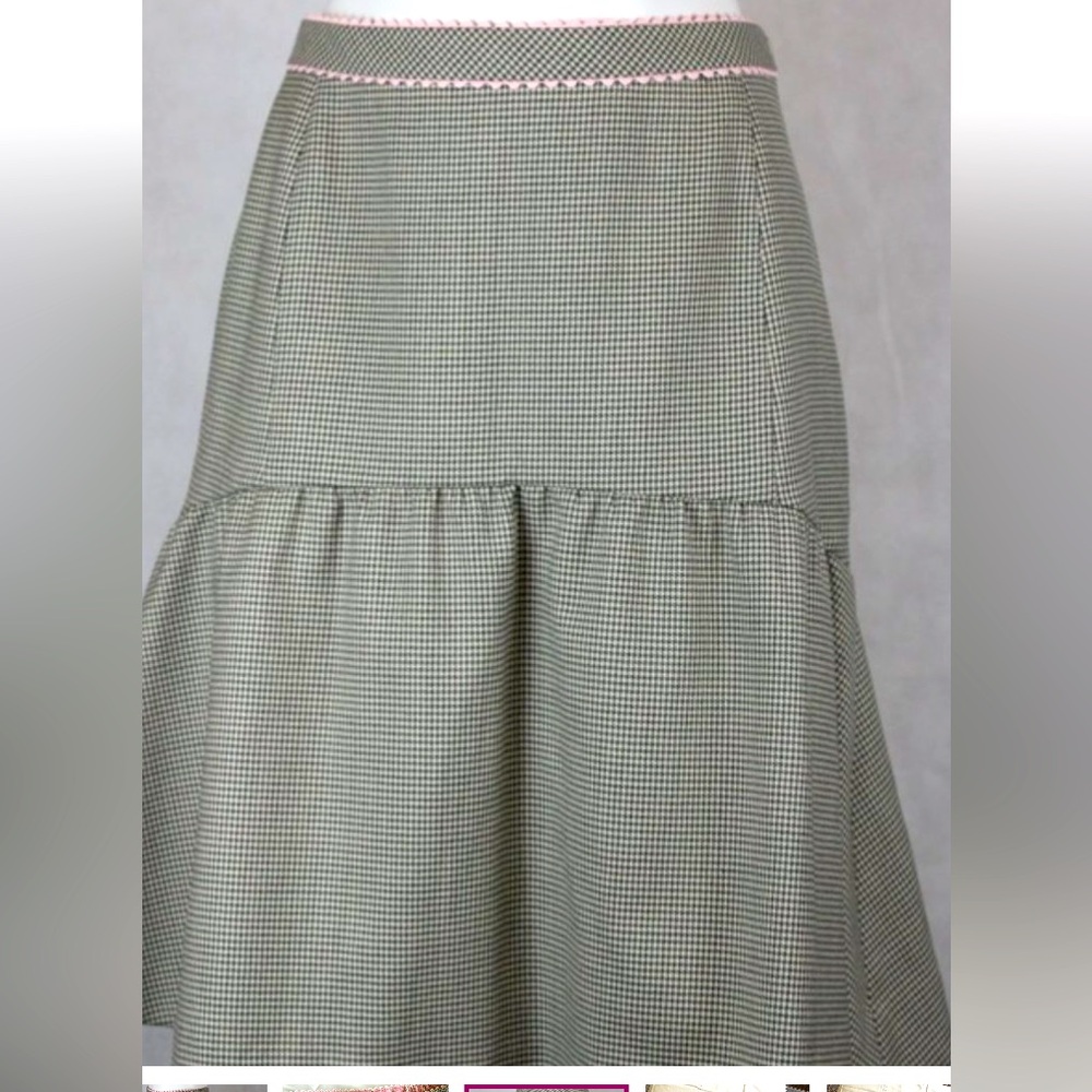 Plaid Tiered Midi Skirt in Sage Green